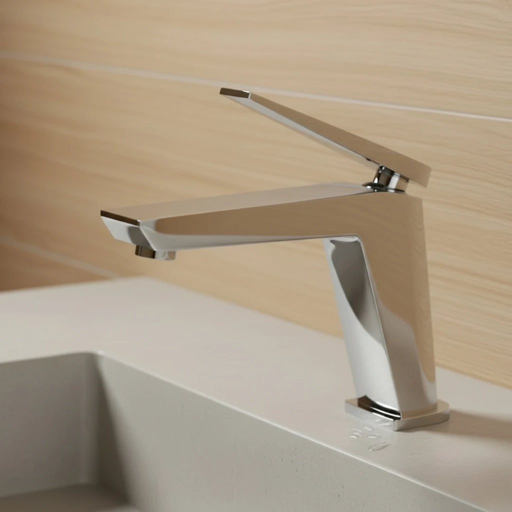 Robinet lavabo salle de bain minimaliste mitigeur - Argenté - Laiton