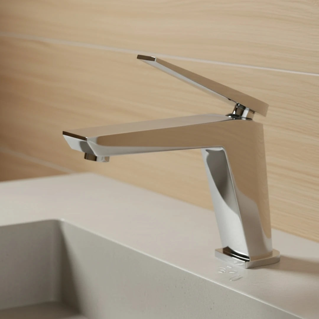 Robinet lavabo salle de bain minimaliste mitigeur - Argenté - Laiton