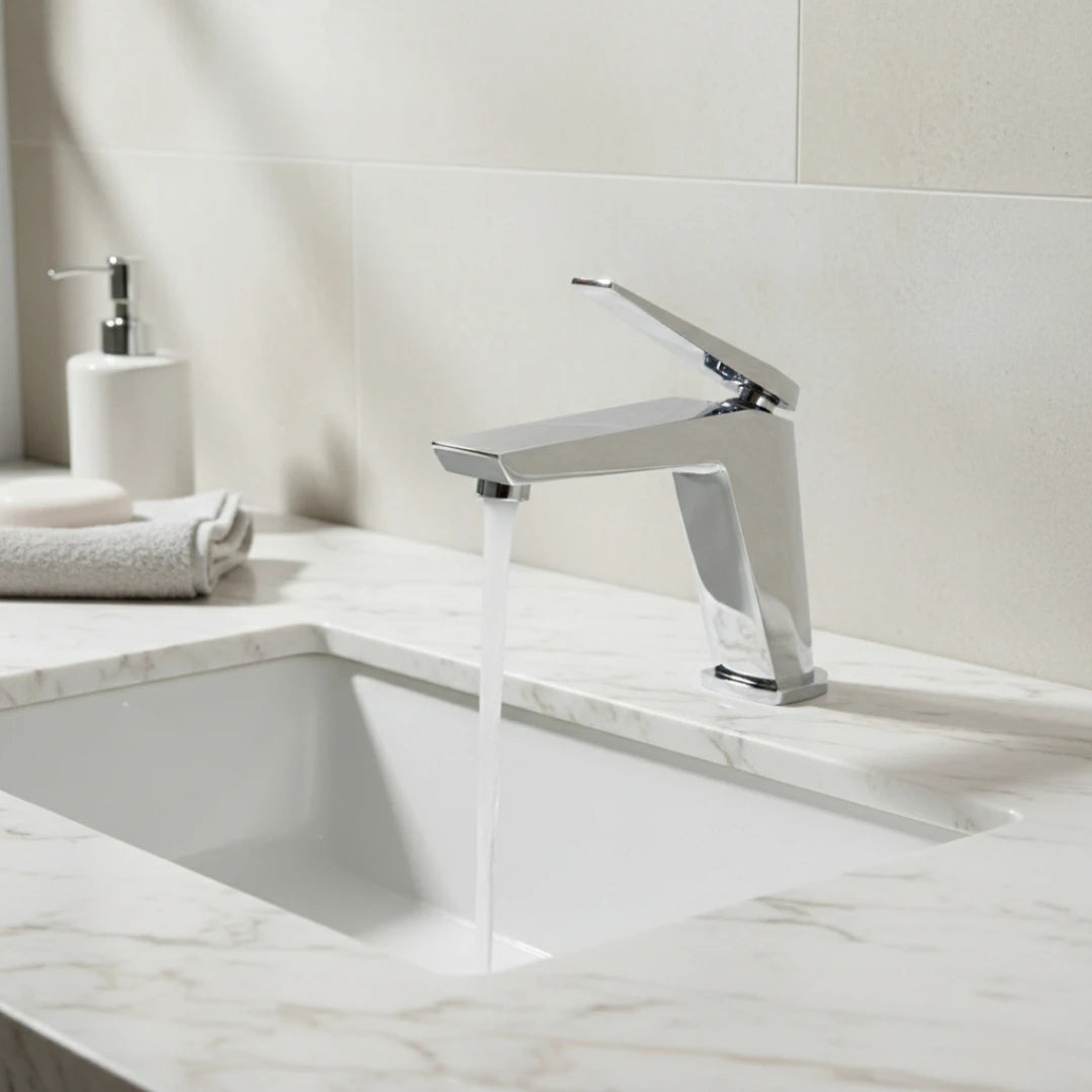 Robinet lavabo salle de bain minimaliste mitigeur - Argenté - Laiton