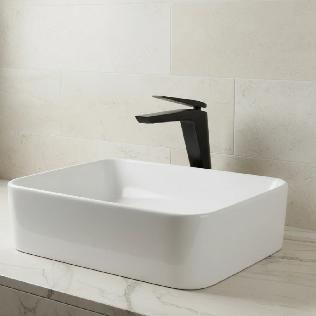 Robinet lavabo salle de bain minimaliste mitigeur - Noir - Laiton