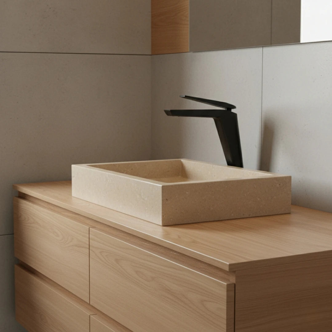 Robinet lavabo salle de bain minimaliste mitigeur - Noir - Laiton