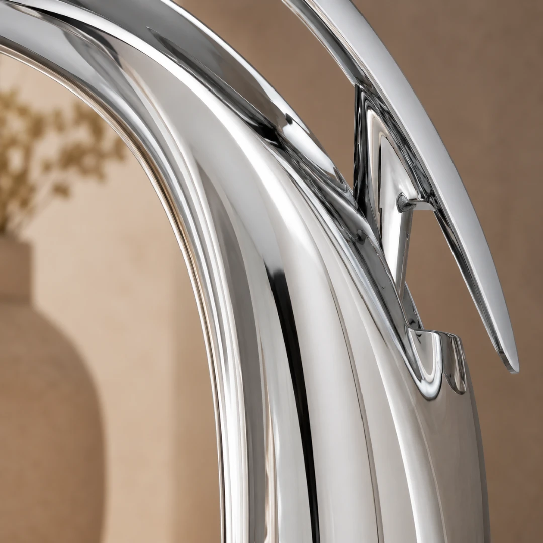 Robinet lavabo salle de bain mitigeur design arrondi - Argenté - Laiton