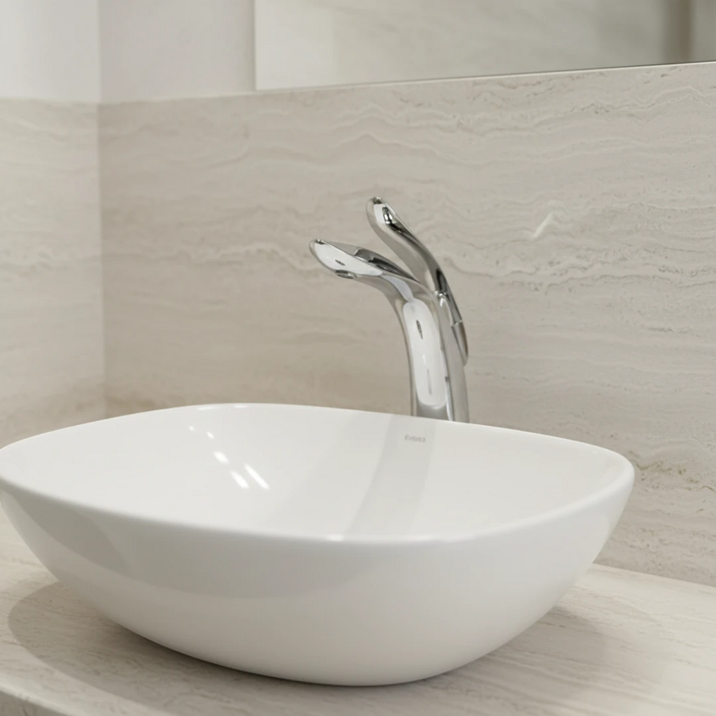 Robinet lavabo salle de bain mitigeur design arrondi - Argenté - Laiton