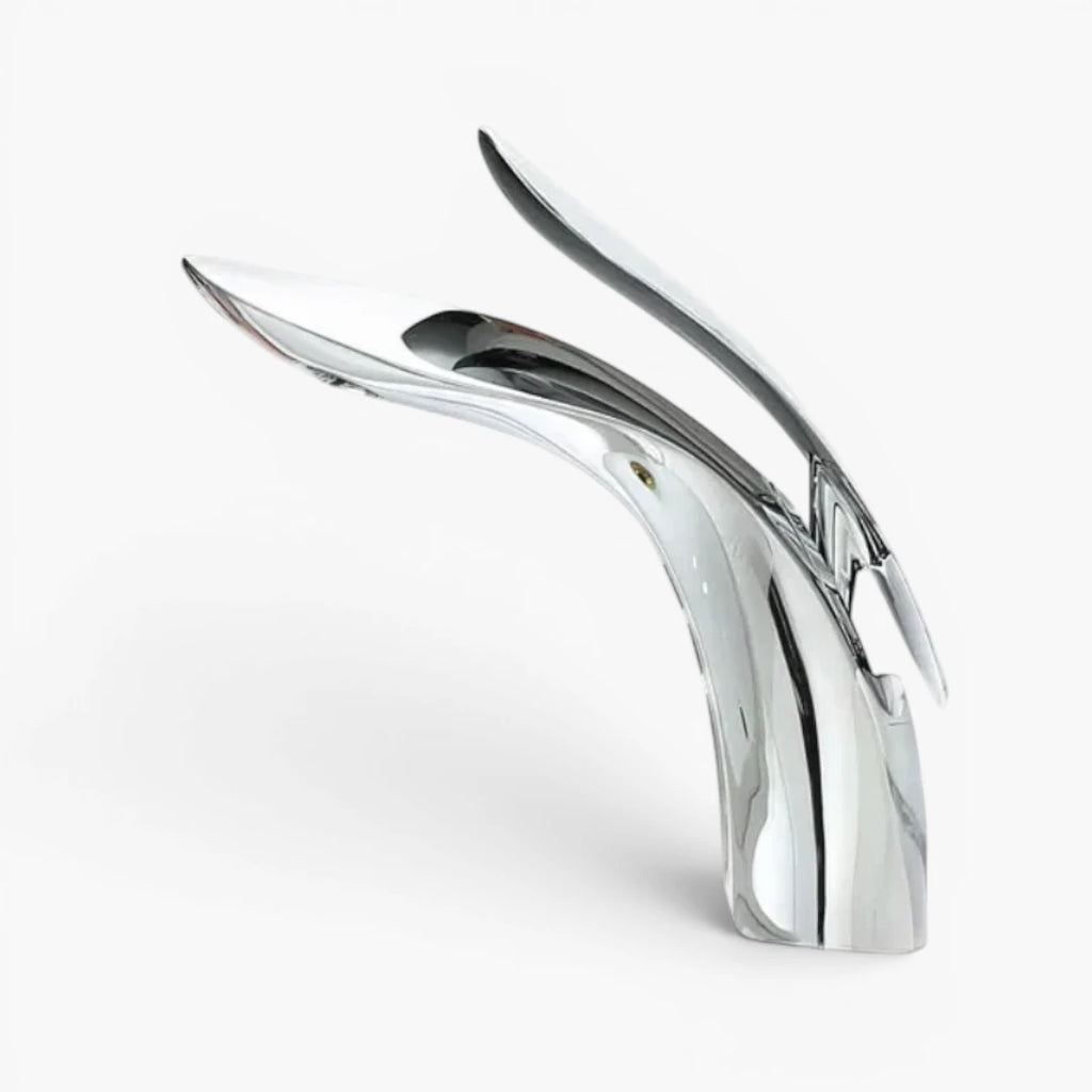 Robinet lavabo salle de bain mitigeur design arrondi - Argenté - Laiton
