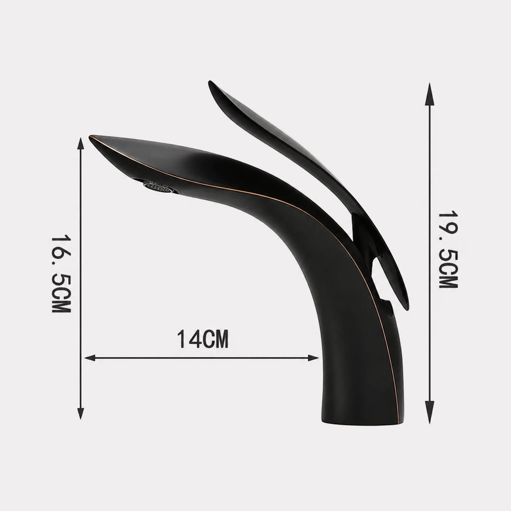 Robinet lavabo salle de bain mitigeur design arrondi - Noir - Laiton