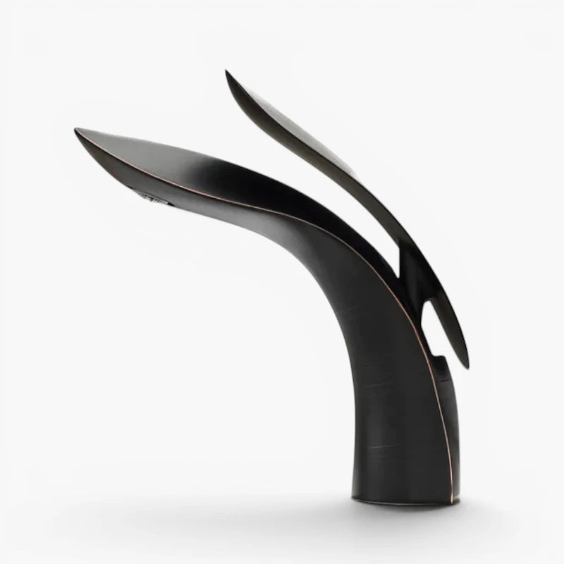 Robinet lavabo salle de bain mitigeur design arrondi - Noir - Laiton