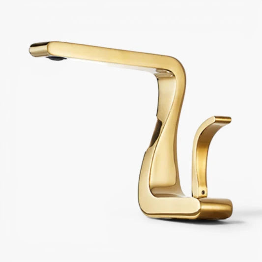 Robinet lavabo salle de bain mitigeur design incurvé - Doré - Laiton