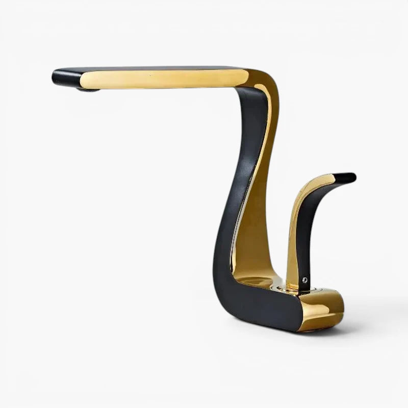 Robinet lavabo salle de bain mitigeur design incurvé - Noir - Laiton