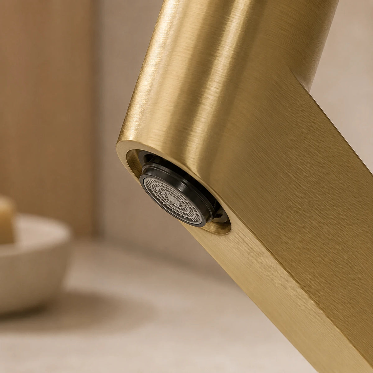 Robinet lavabo salle de bain mitigeur poignée ronde - Doré - Laiton
