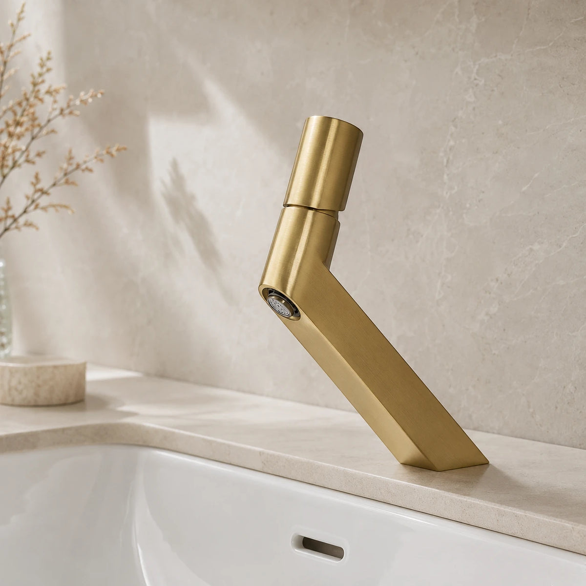 Robinet lavabo salle de bain mitigeur poignée ronde - Doré - Laiton