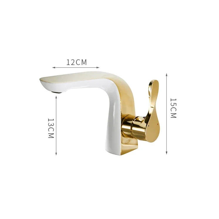 Robinet lavabo salle de bain moderne bicolore - Blanc Doré - Laiton