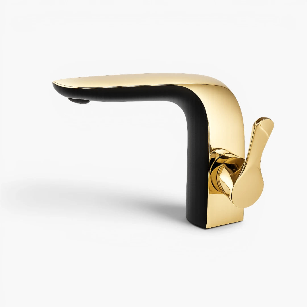 Robinet lavabo salle de bain moderne bicolore - Noir Doré - Laiton