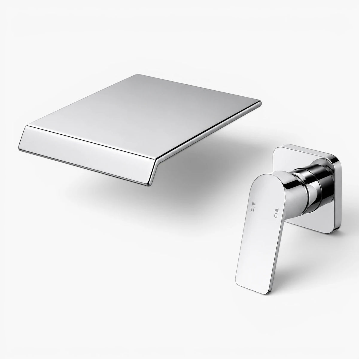 Robinet lavabo salle de bain mural encastrable cascade - Argenté - Laiton