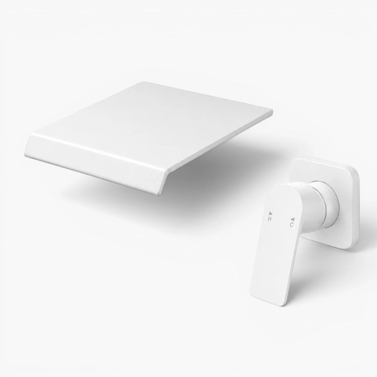 Robinet lavabo salle de bain mural encastrable cascade - Blanc - Laiton