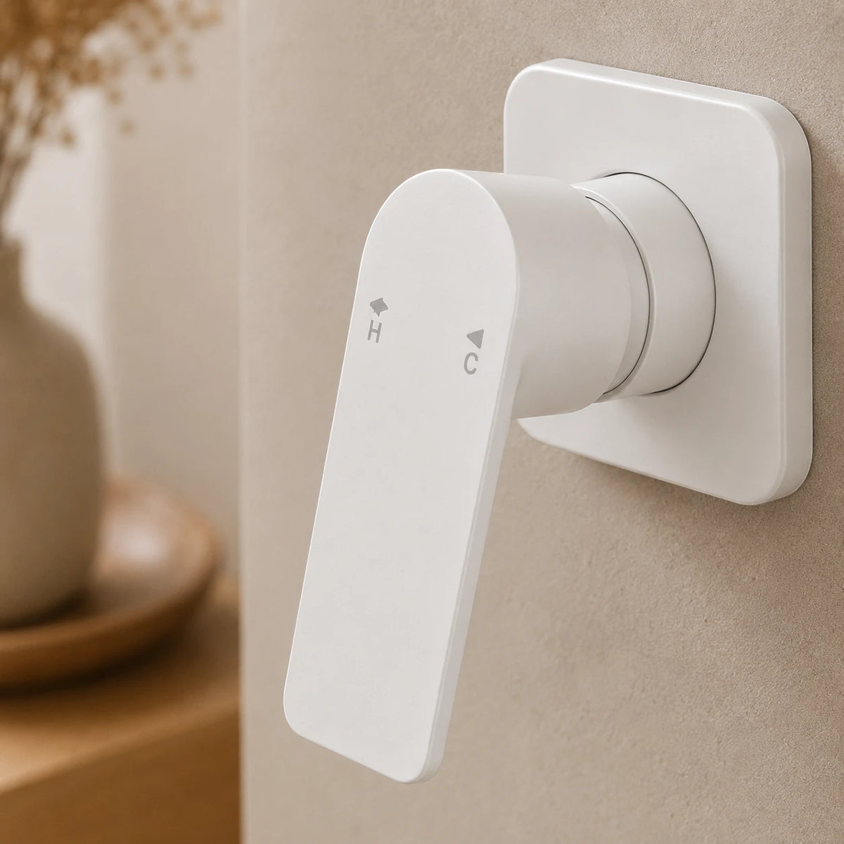 Robinet lavabo salle de bain mural encastrable cascade - Blanc - Laiton