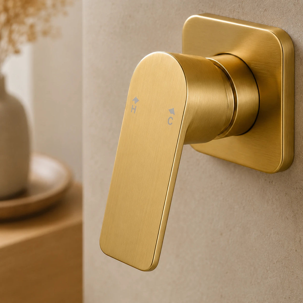 Robinet lavabo salle de bain mural encastrable cascade - Doré - Laiton