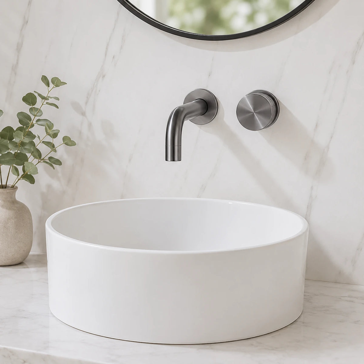 Robinet lavabo salle de bain mural encastrable mitigeur molette - Argenté - Laiton
