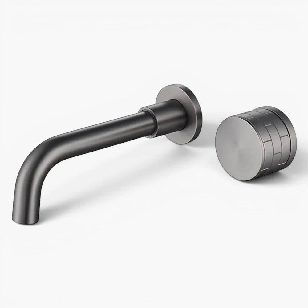 Robinet lavabo salle de bain mural encastrable mitigeur molette - Argenté - Laiton