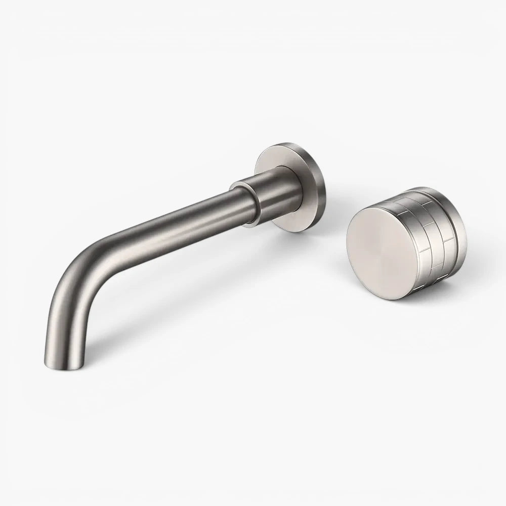 Robinet lavabo salle de bain mural encastrable mitigeur molette - Argenté - Laiton