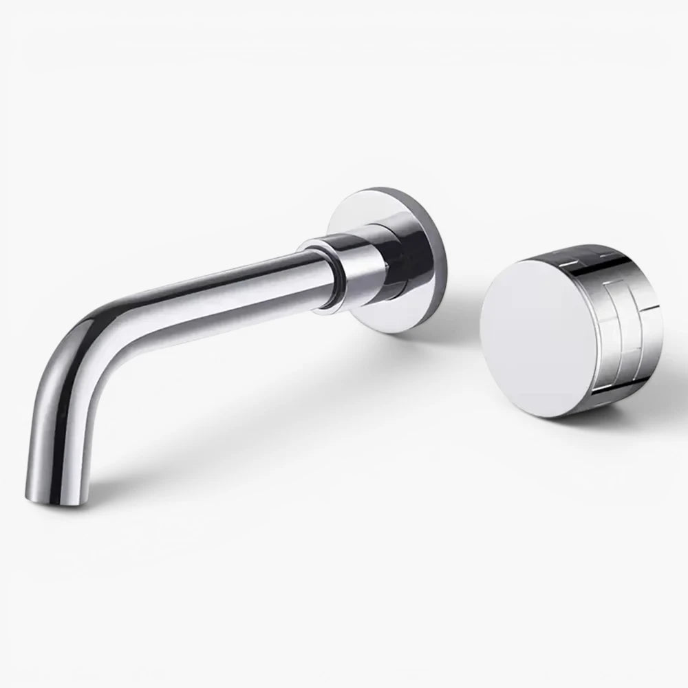 Robinet lavabo salle de bain mural encastrable mitigeur molette - Argenté - Laiton
