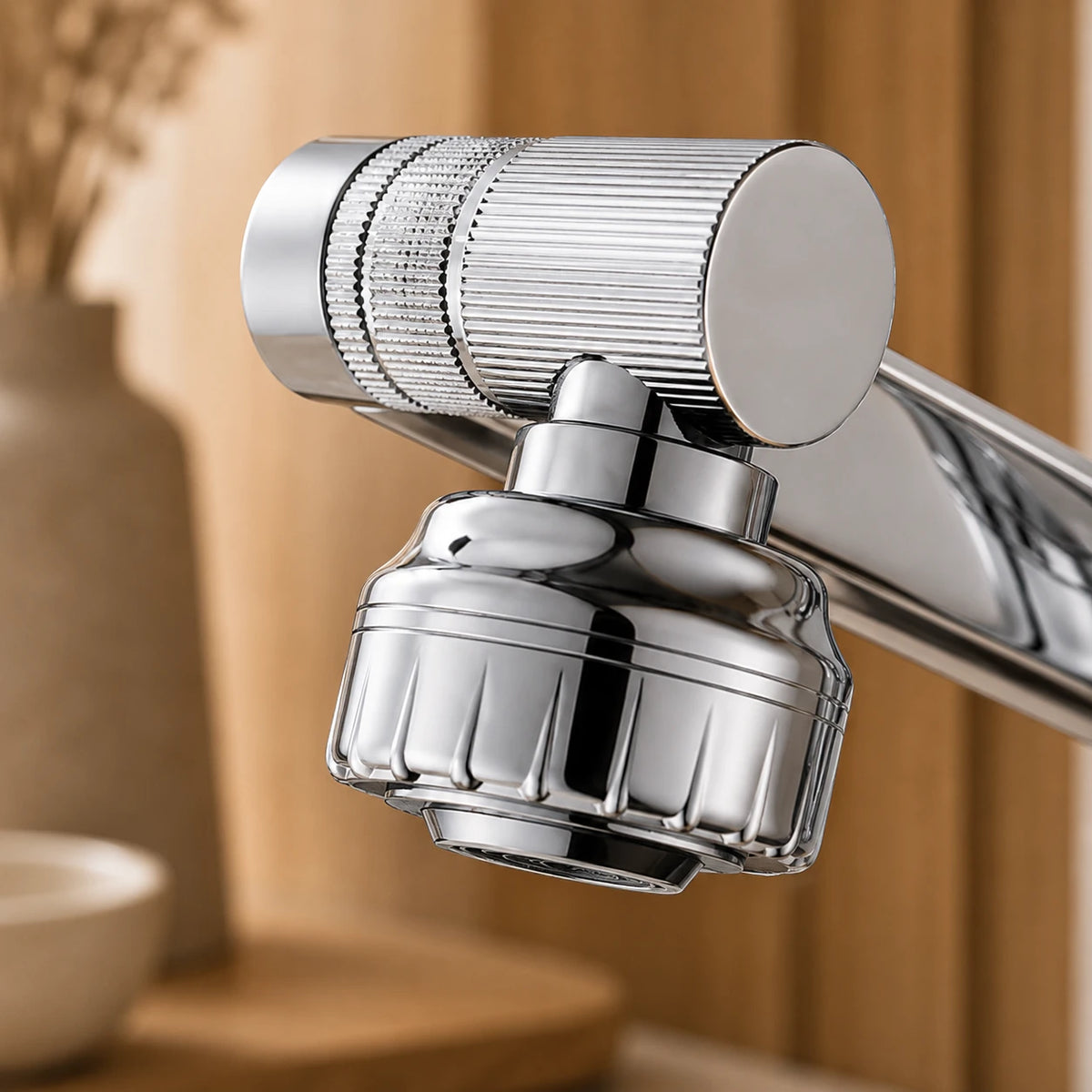Robinet lavabo salle de bain pivotant rotatif multijet - Argenté - Laiton