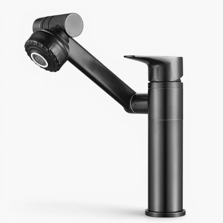 Robinet lavabo salle de bain pivotant rotatif multijet - Argenté - Laiton