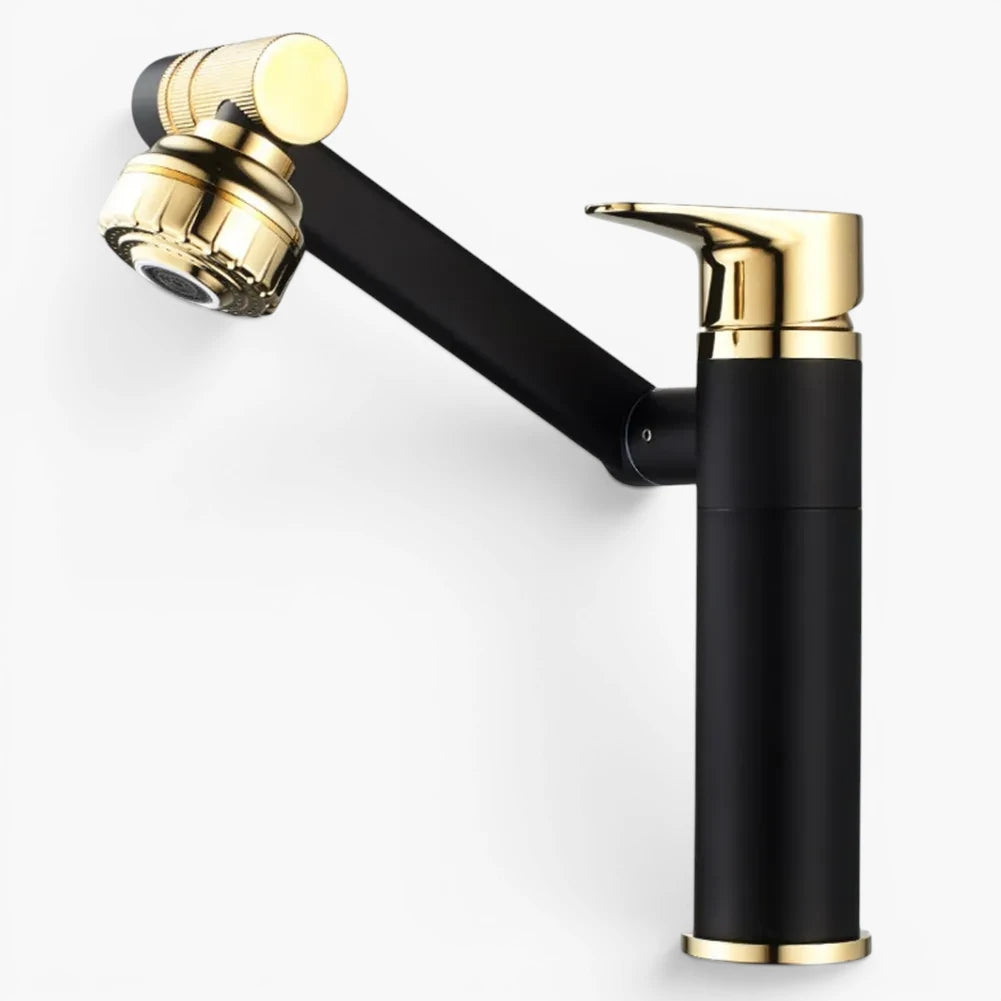 Robinet lavabo salle de bain pivotant rotatif multijet - Noir - Laiton