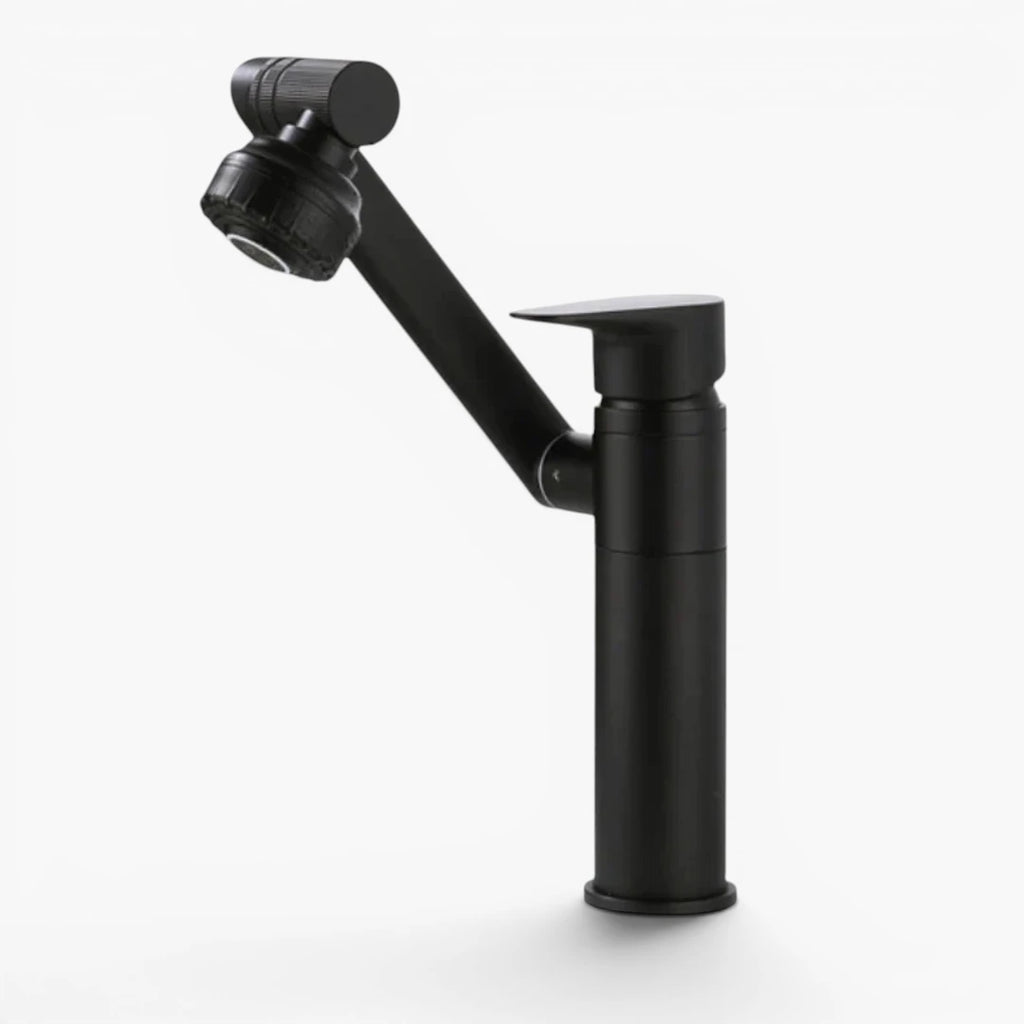 Robinet lavabo salle de bain pivotant rotatif multijet - Noir - Laiton