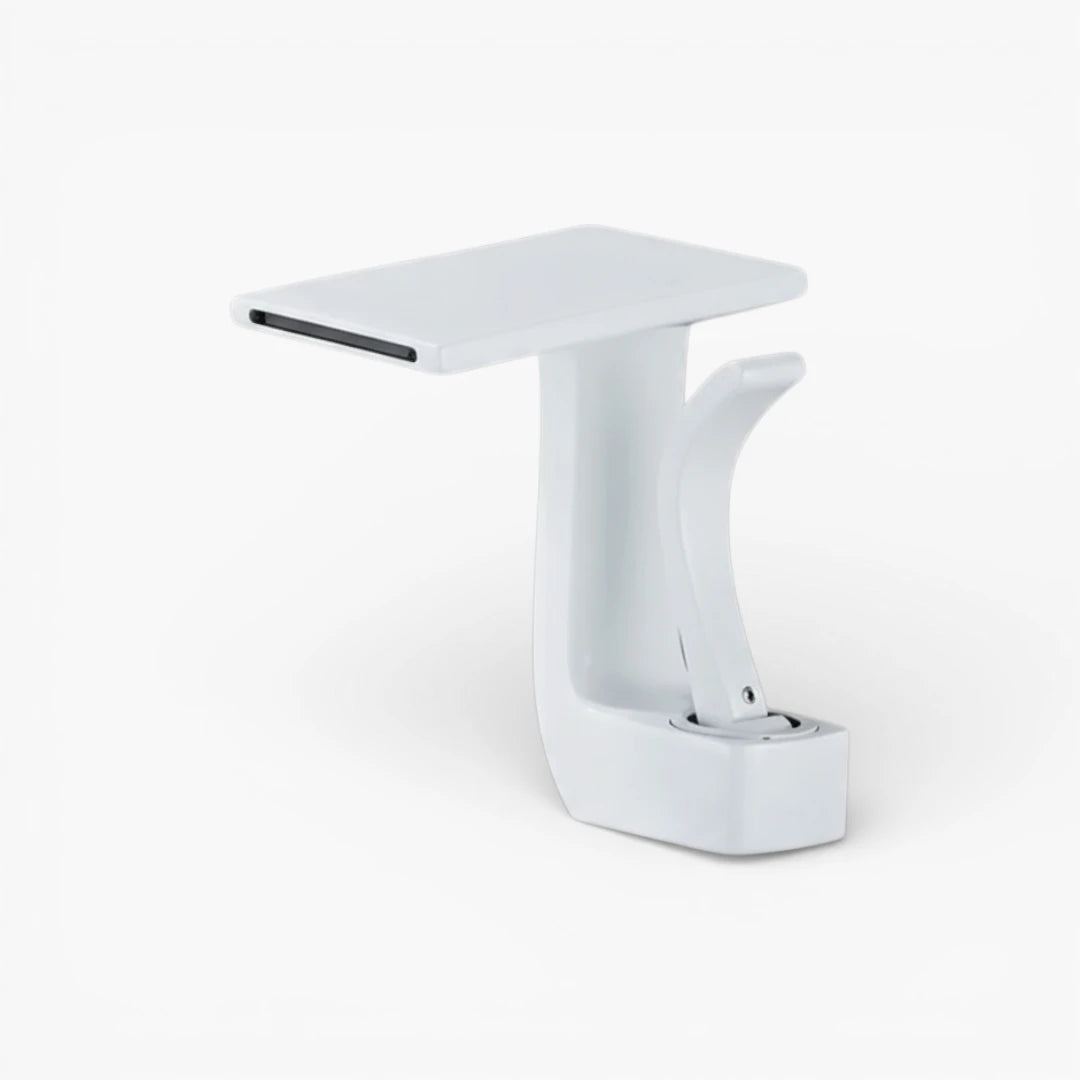 Robinet lavabo salle de bain plat géométrique mitigeur design - Blanc - Laiton