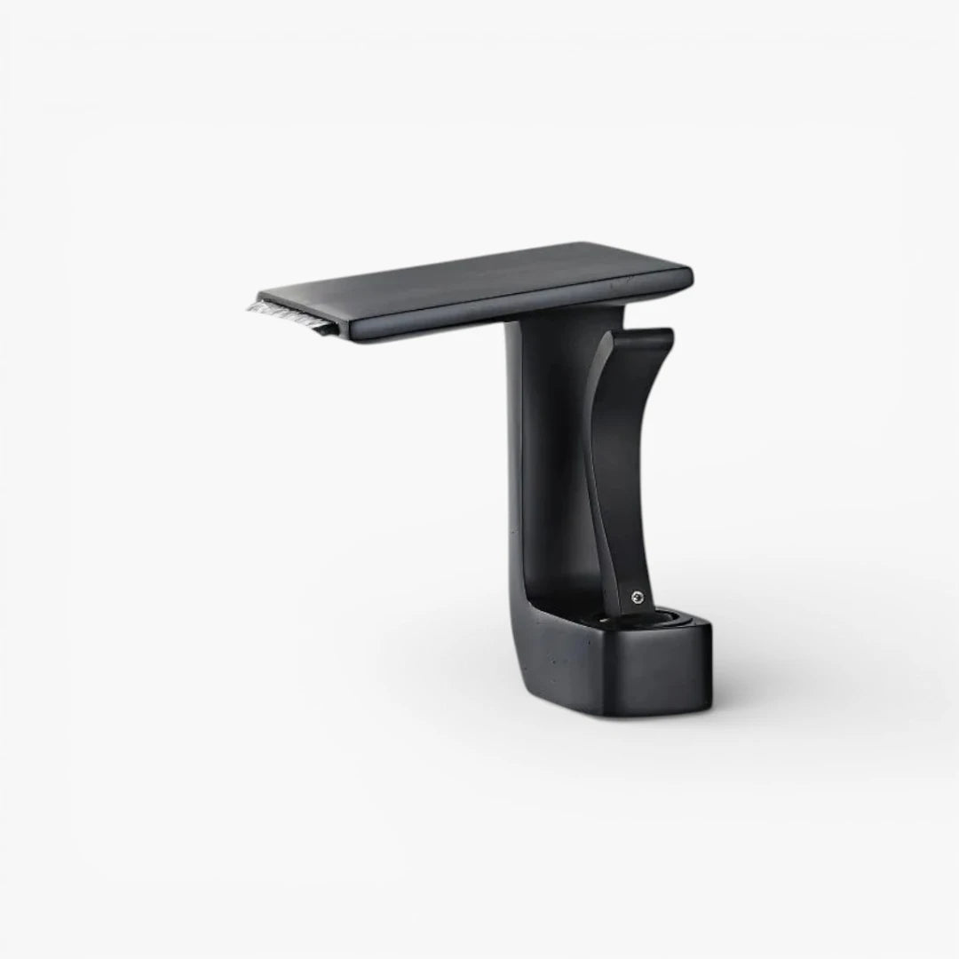 Robinet lavabo salle de bain plat géométrique mitigeur design - Noir - Laiton