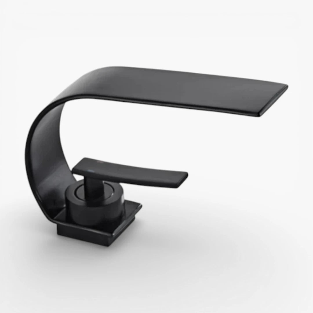 Robinet lavabo salle de bain plat incurvé - Noir