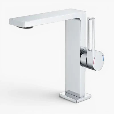 Robinet lavabo salle de bain plat rectangulaire minimaliste - Argenté - Laiton