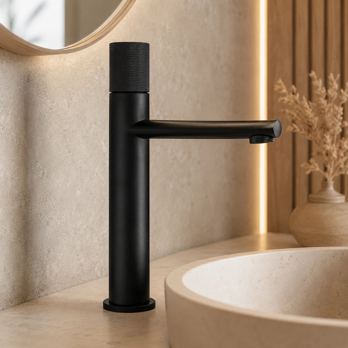 Robinet lavabo salle de bain poignée ronde travaillée - Argenté brossé - Laiton