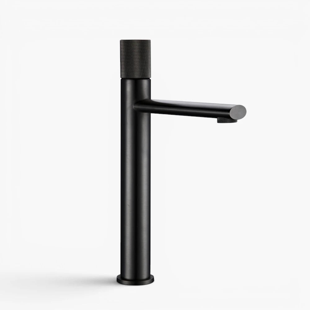 Robinet lavabo salle de bain poignée ronde travaillée - Argenté brossé - Laiton
