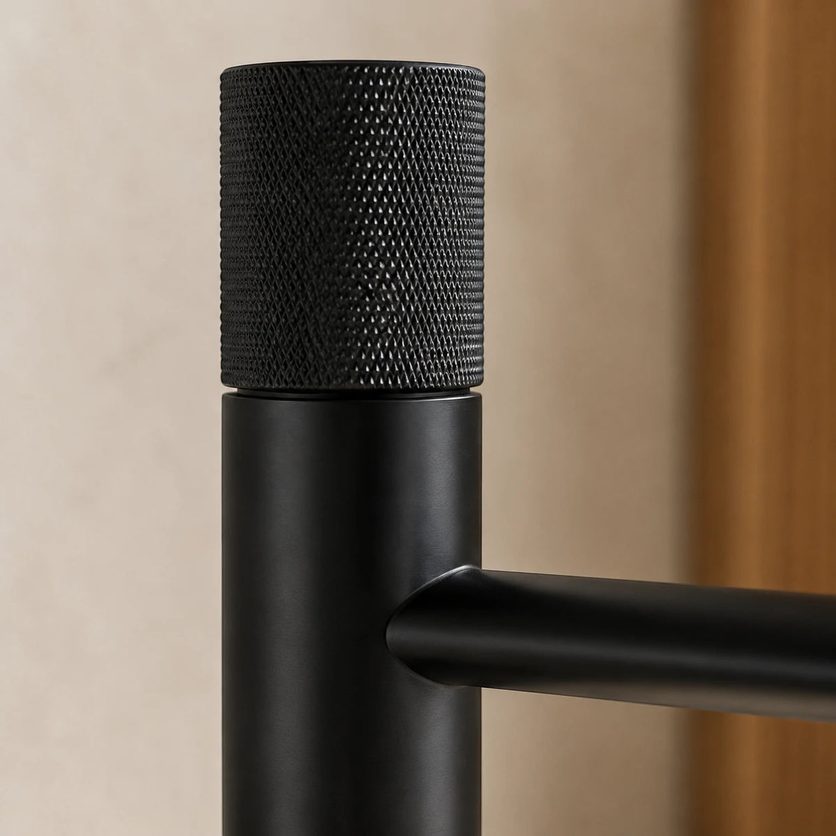 Robinet lavabo salle de bain poignée ronde travaillée - Noir - Laiton