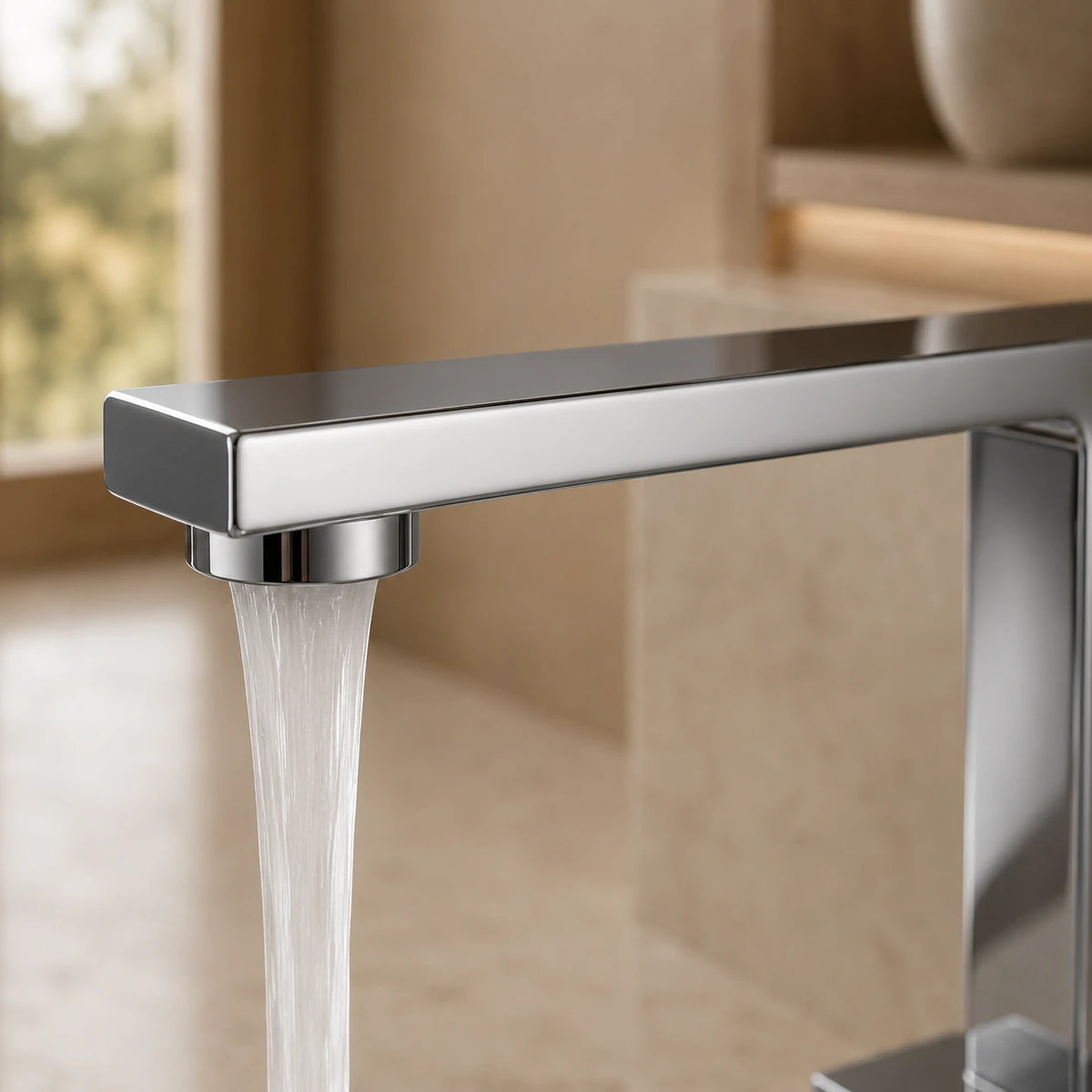 Robinet lavabo salle de bain poignées déportées - Argenté - Laiton
