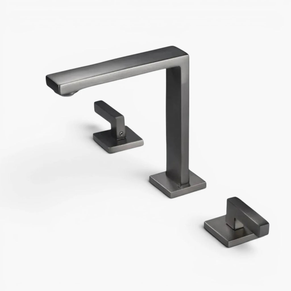 Robinet lavabo salle de bain poignées déportées - Argenté - Laiton