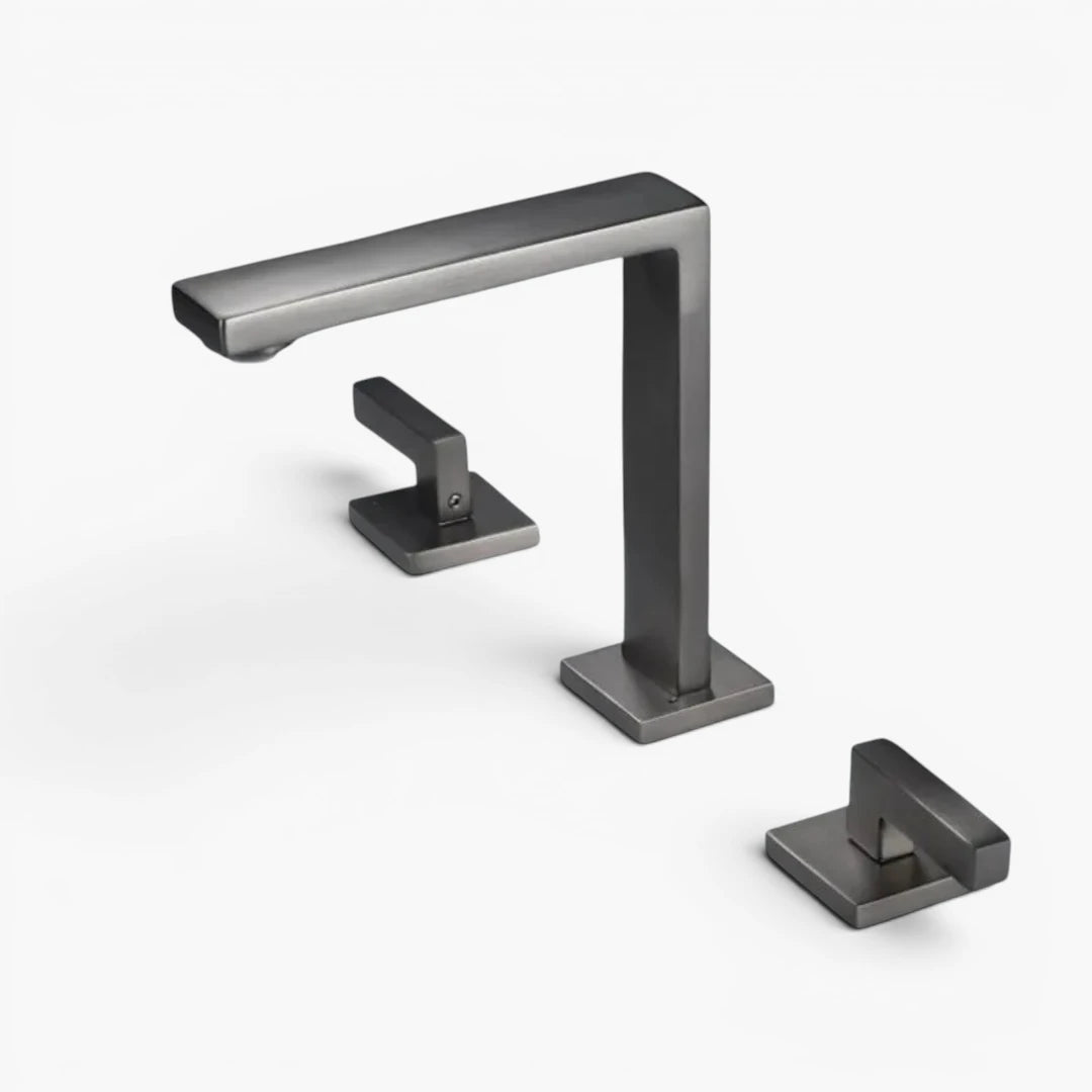Robinet lavabo salle de bain poignées déportées - Argenté - Laiton