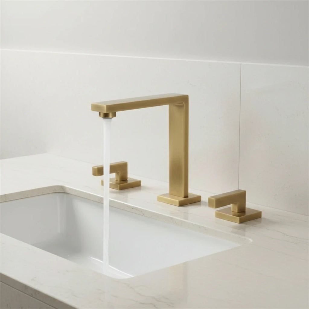 Robinet lavabo salle de bain poignées déportées - Doré - Laiton