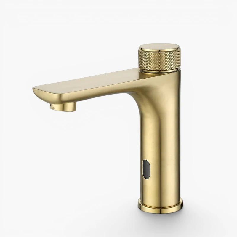 Robinet lavabo salle de bain tactile mitigeur rond - Doré - Laiton