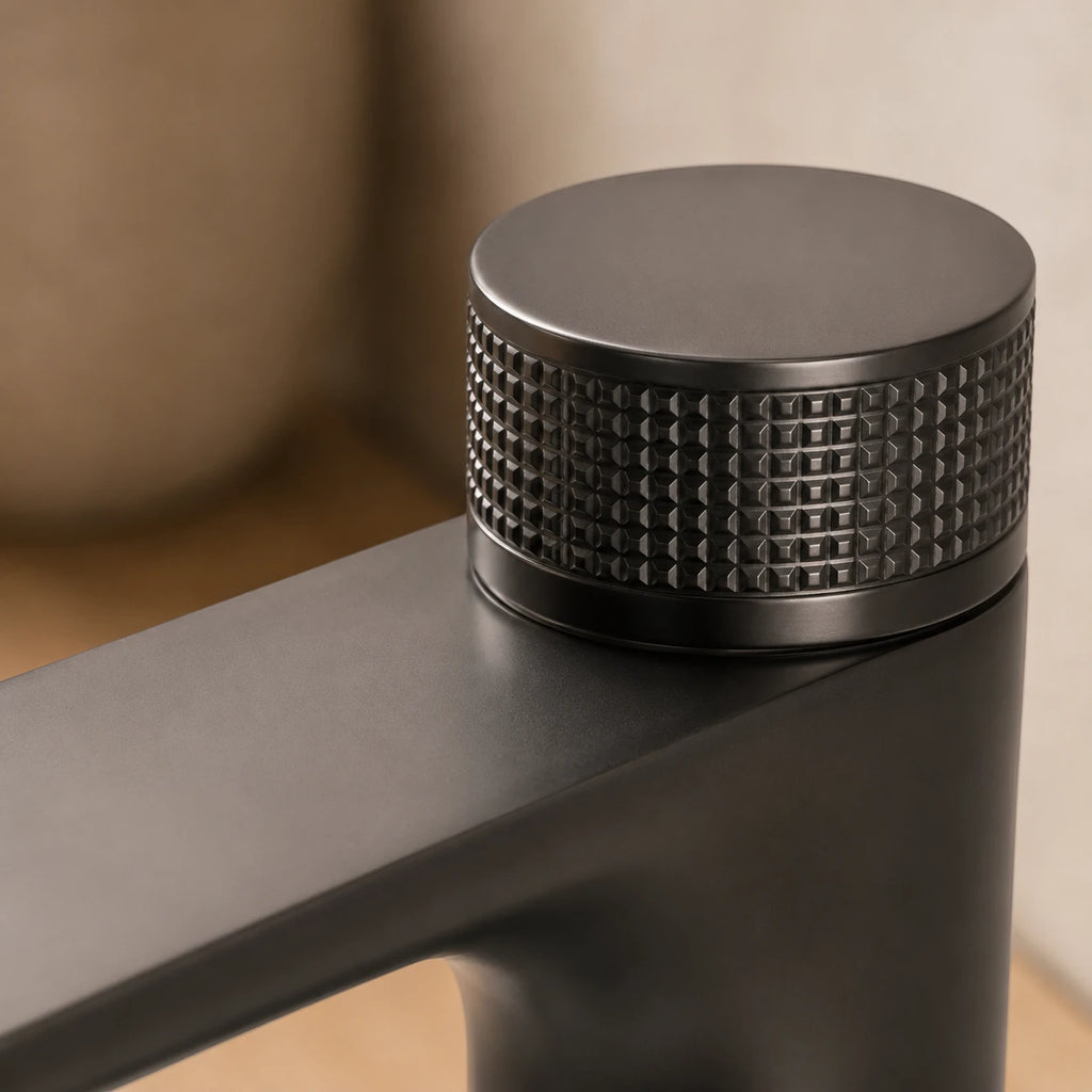 Robinet lavabo salle de bain tactile mitigeur rond - Noir - Laiton