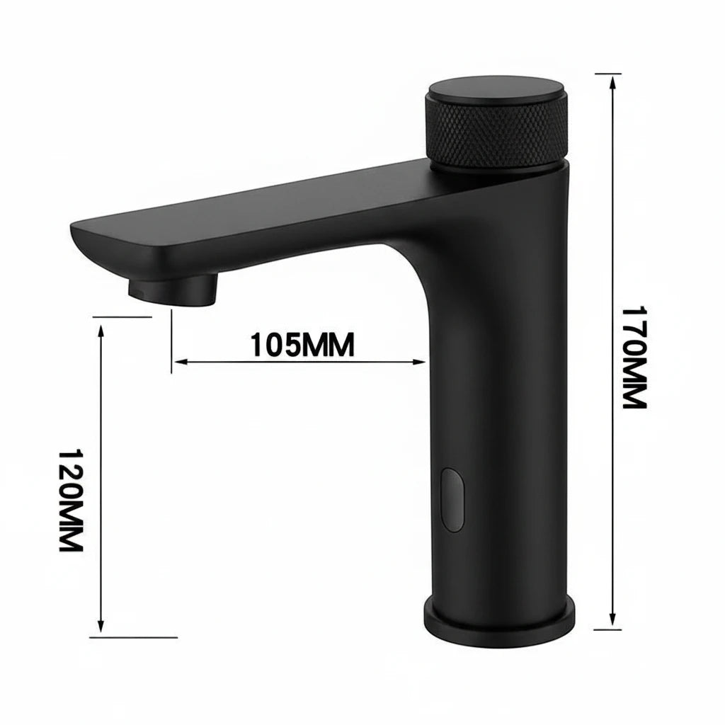 Robinet lavabo salle de bain tactile mitigeur rond - Noir - Laiton