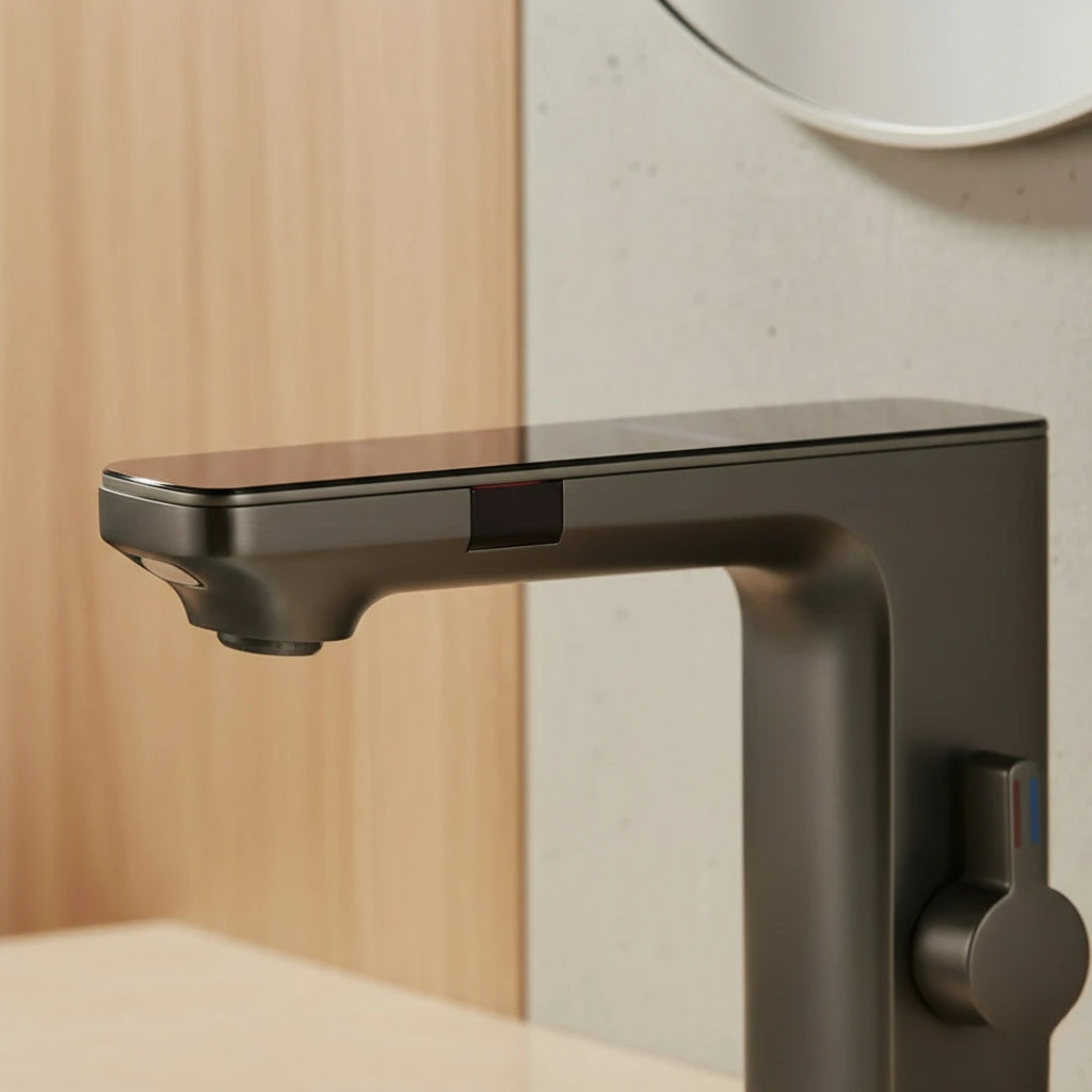 Robinet lavabo tactile affichage thermostatique numérique - Argenté - Laiton