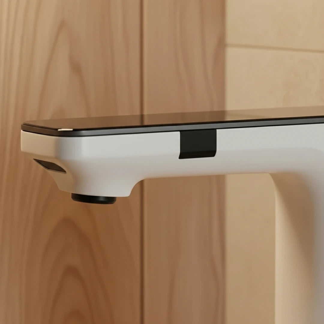 Robinet lavabo tactile affichage thermostatique numérique - Blanc - Laiton