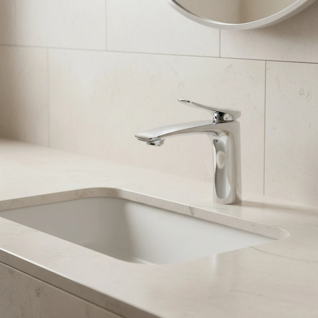 Robinet mitigeur minimaliste lavabo salle de bain - Argenté - Laiton