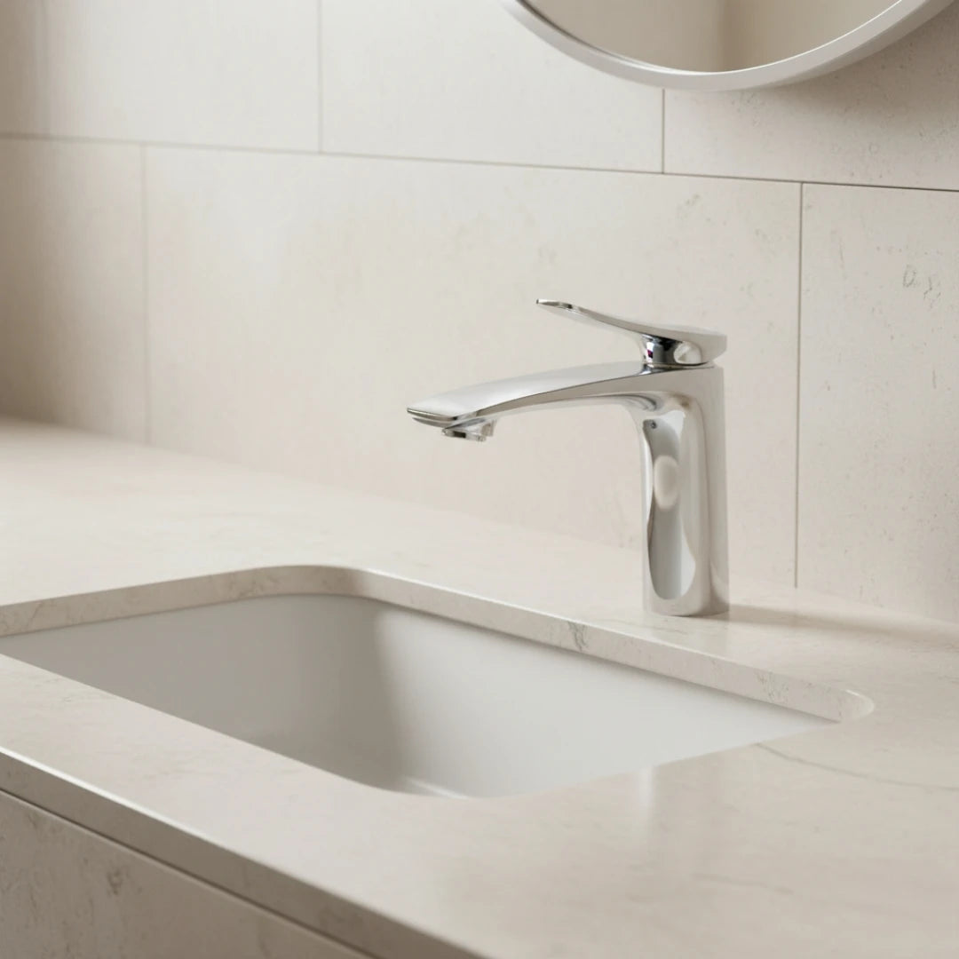 Robinet mitigeur minimaliste lavabo salle de bain - Argenté - Laiton