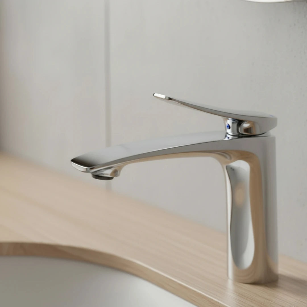 Robinet mitigeur minimaliste lavabo salle de bain - Argenté - Laiton