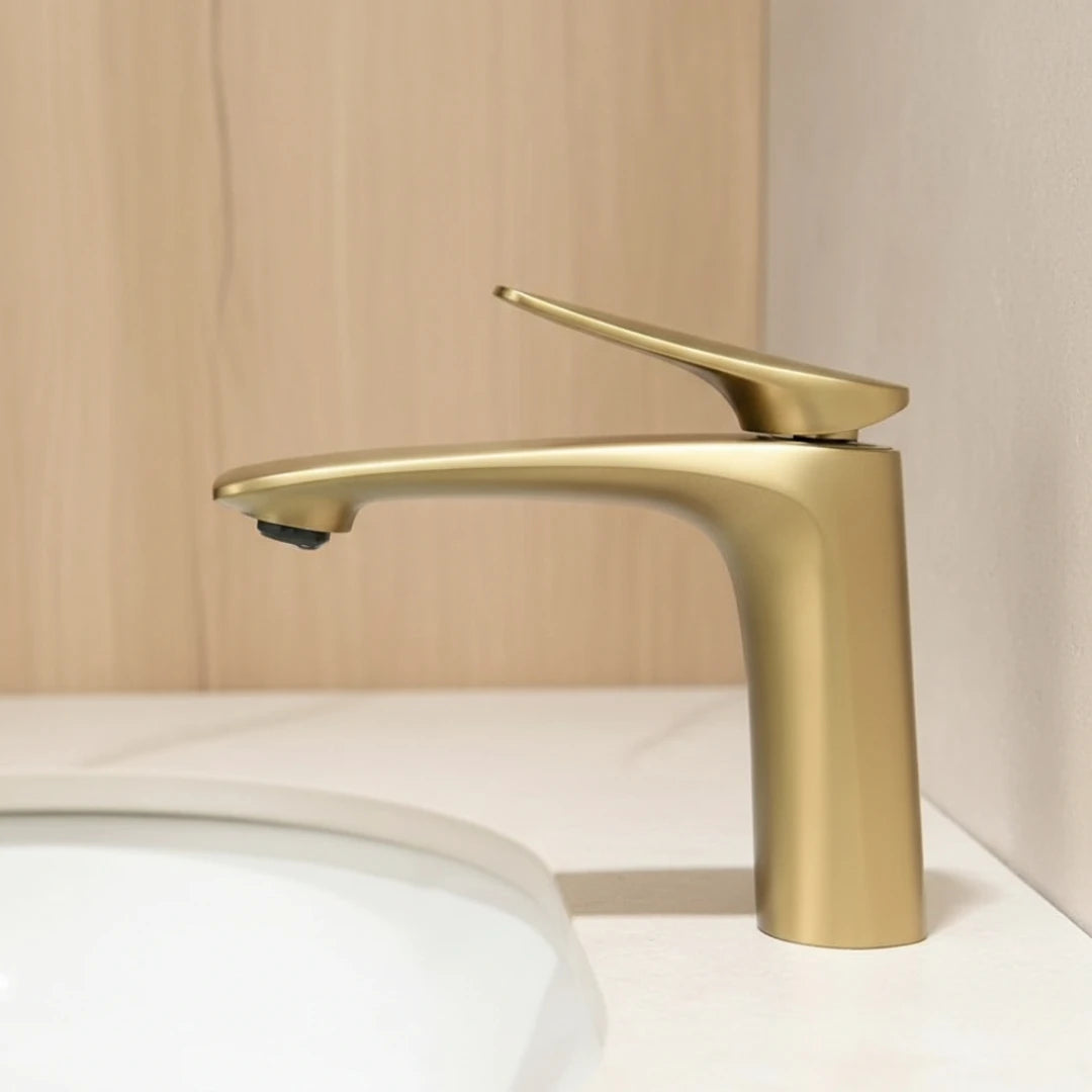 Robinet mitigeur minimaliste lavabo salle de bain - Doré - Laiton