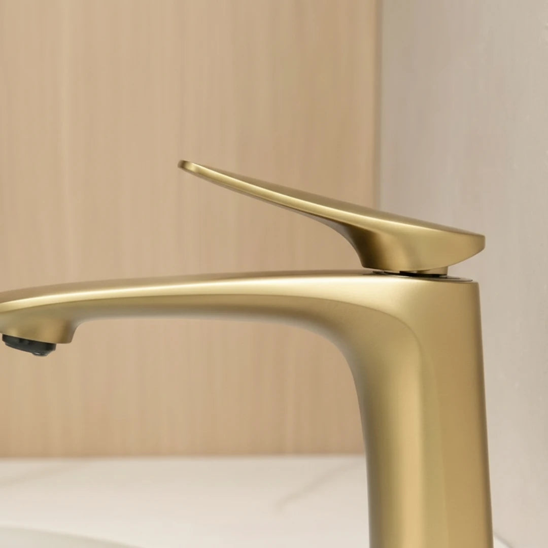 Robinet mitigeur minimaliste lavabo salle de bain - Doré - Laiton