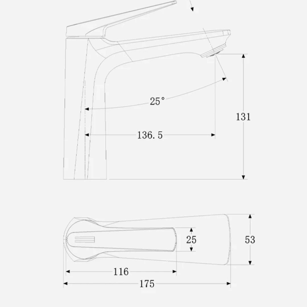 Robinet mitigeur minimaliste lavabo salle de bain - Noir - Laiton